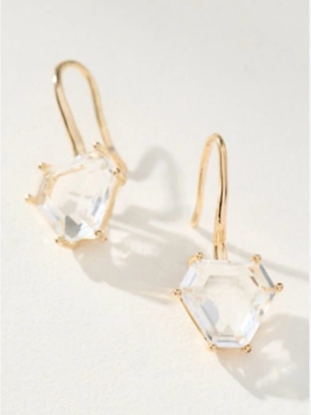 New! NWT Anthropologie Geo Stone Earrings in Clear.